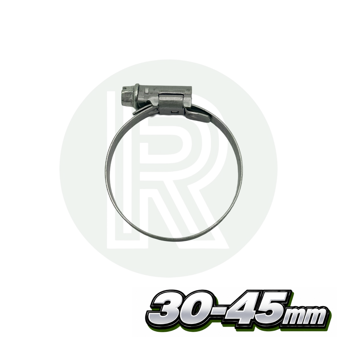 Stainless steel hose clip suitable for 30 to 45mm hose