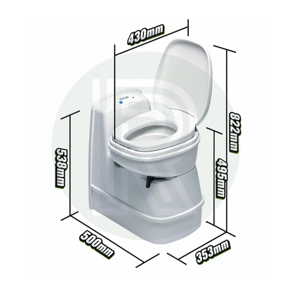 Thetford C200CS cassette toilet dimensions for motorhome campervan and caravan installation