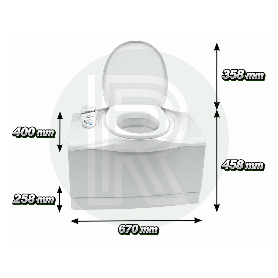 Thetford C402C LH cassette toilet dimensions for motorhome caravan and campervan installation