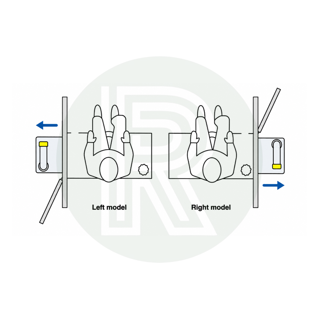 Thetford C402C RH right hand cassette toilet installation and access door position diagram