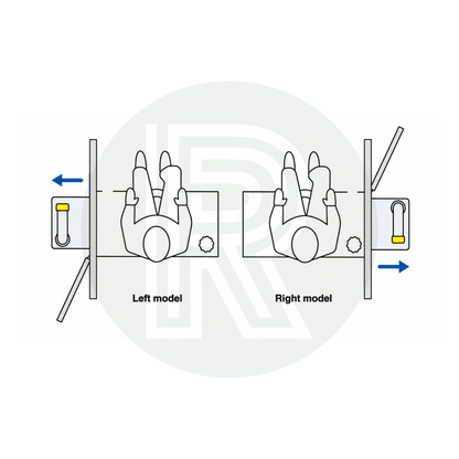 Thetford C402C RH right hand cassette toilet installation and access door position diagram