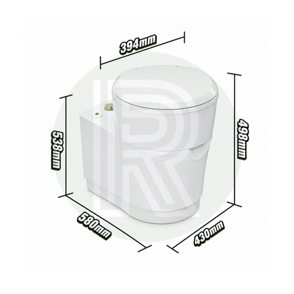 Thetford S220-S separation toilet dimensions for motorhome and campervan installation