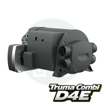 Truma Combi D4E diesel heater rear side view showing air duct outlets and installation ports for caravan and campervan heating setup.