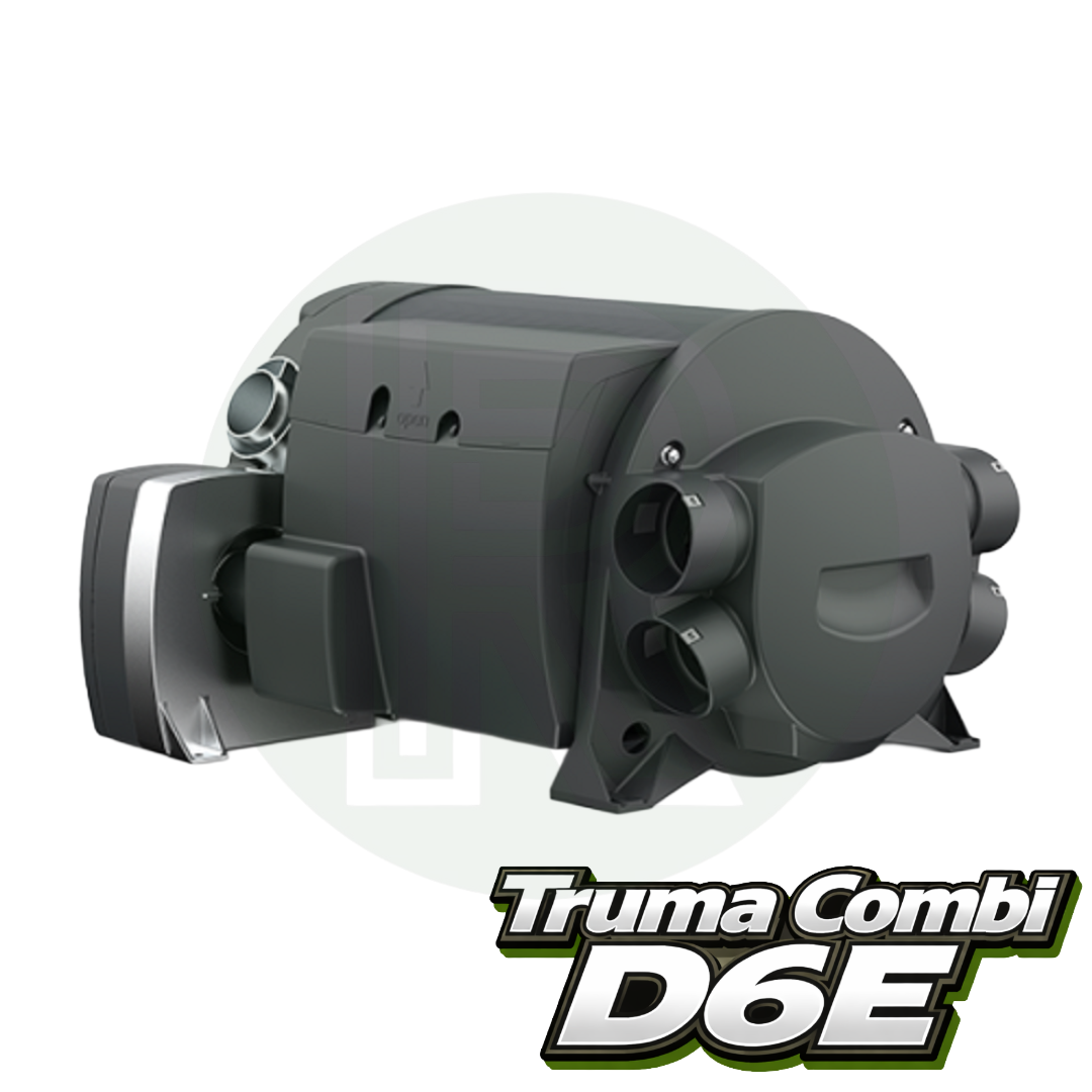 Truma Combi D6E diesel heater rear side view showing air duct outlets and installation ports for caravan and campervan heating setup.