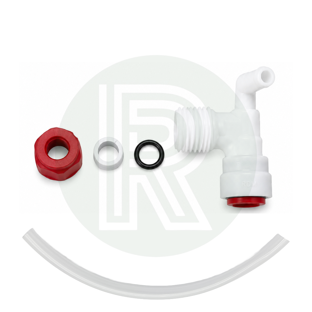 Exploded view of Truma Outlet Connection Non Return Valve Threaded Red White showing sealing components for Truma and Alde water heaters