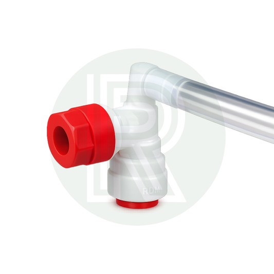 Truma Outlet Connection Non Return Valve Threaded Red White with clear breather pipe for Truma and Alde caravan motorhome water heater