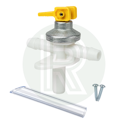 Truma Ultrastore Safety Drain Valve 2.8 Bar fitted with clear drain tube for Truma caravan and motorhome water heaters