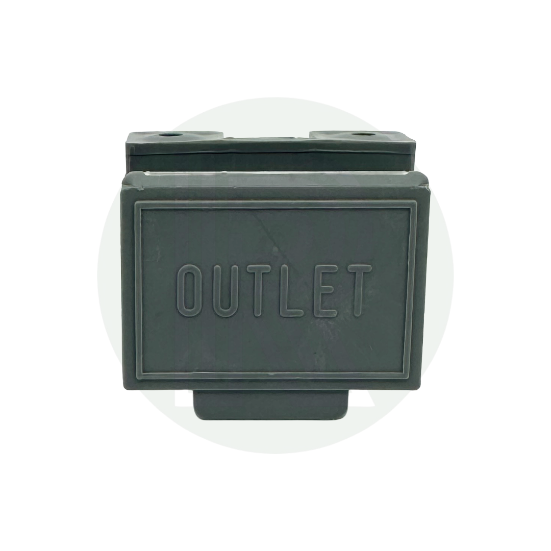 Grey waste water outlet socket with protective flap cover for caravan and motorhome waste systems
