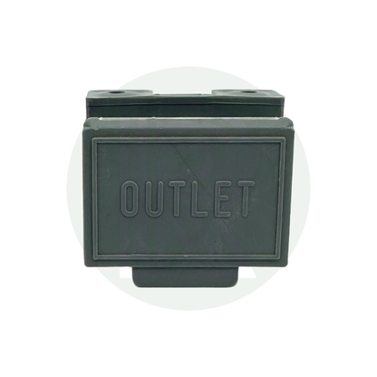 Grey waste water outlet socket with protective flap cover for caravan and motorhome waste systems