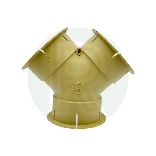 Whale 65mm Y Piece Connector in beige showing three duct connections