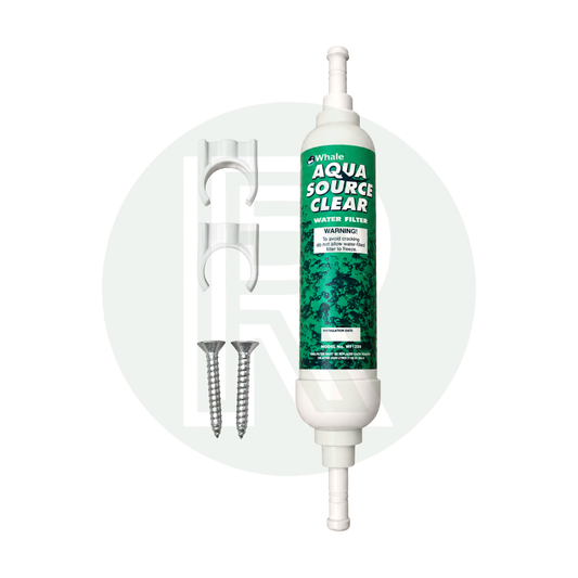 Whale Aquasource Clear Water Filter with 12mm push fit connections for caravan motorhome campervan and boat water systems