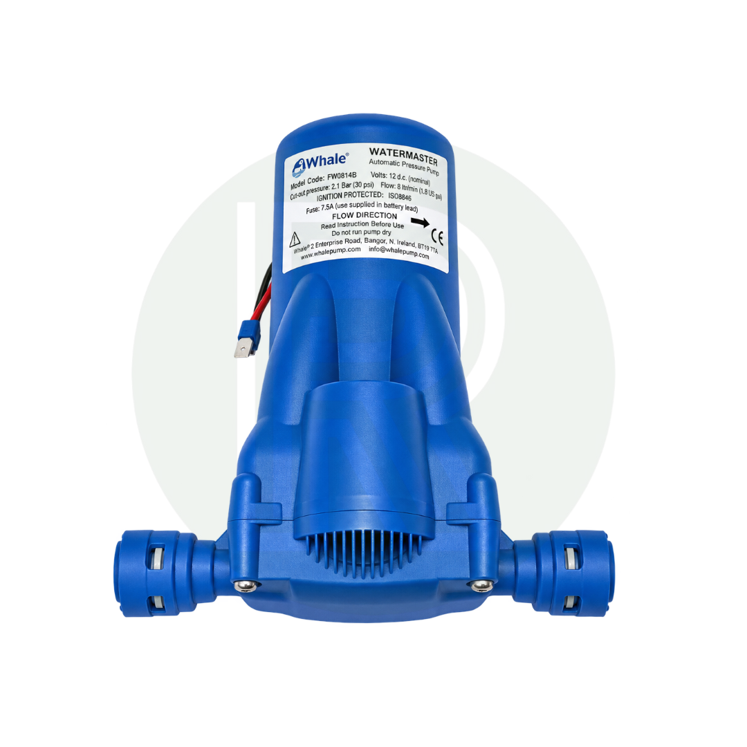 Whale Watermaster 8L/min 30 PSI 12V water pump with 15mm inlet and outlet connections