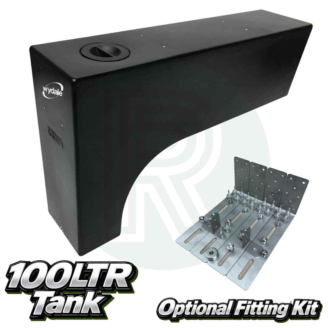 Wydale 100 litre black wheel arch water tank with optional vehicle specific mounting bracket kit
