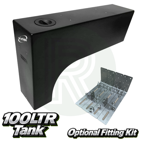 Wydale 100 litre black wheel arch water tank with optional vehicle specific mounting bracket kit
