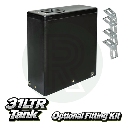 Wydale 31 litre black upright water tank with optional steel mounting bracket fitting kit