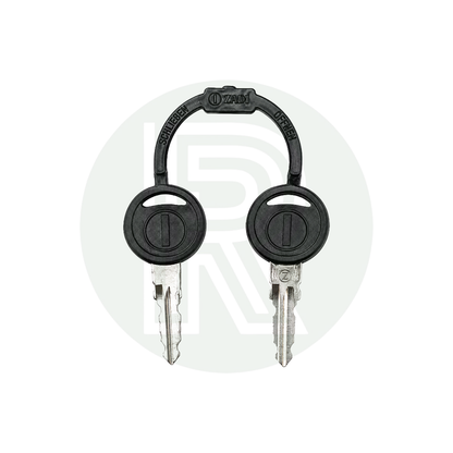 Pair of replacement keys supplied with Zadi Vecam new 9000 Series short tang lock barrel kits