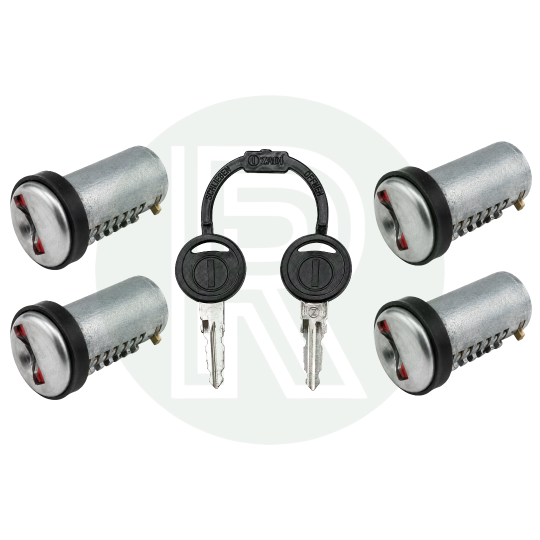 Zadi Vecam replacement short tang door lock kit with 4 lock barrels and 2 keys for new 9000 Series caravan, motorhome and campervan locks