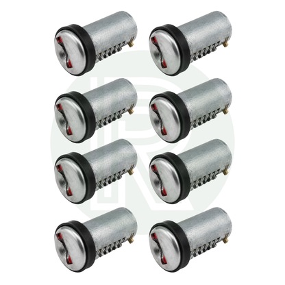 Eight Zadi Vecam replacement short tang lock barrels for new 9000 Series caravan, motorhome and campervan door locks